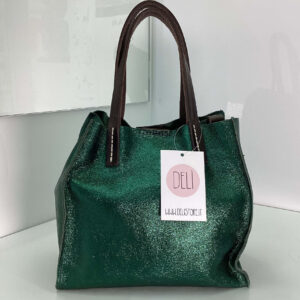 Mini shopper laminata verde