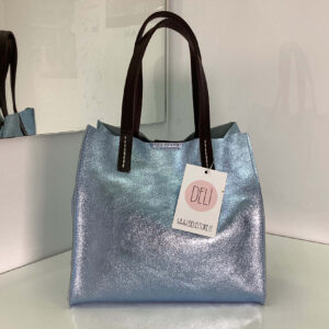 Mini shopper laminata azzurra