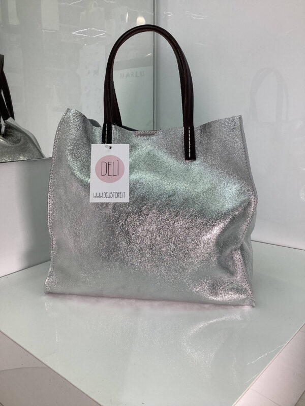 Shopper media laminata argento