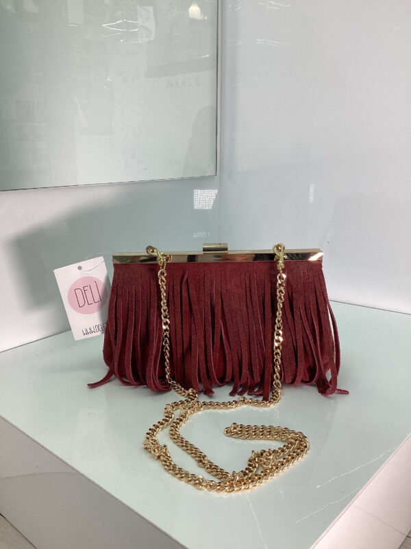 Clutch Frangia bordeaux - immagine 2