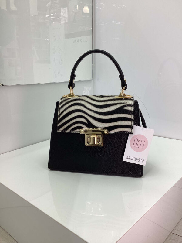 Borsa Carly nera e zebrata