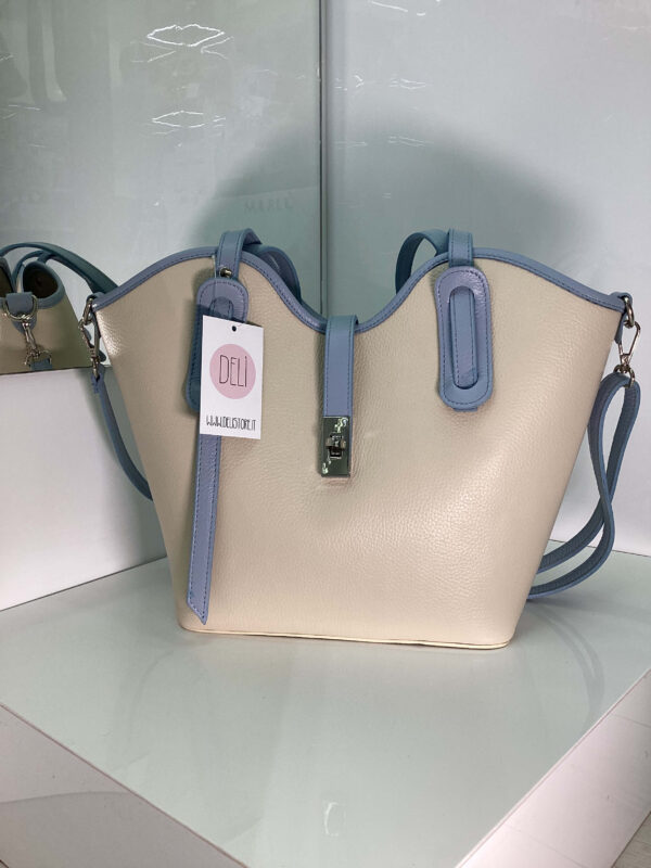 Borsa Cuore maxi panna e celeste