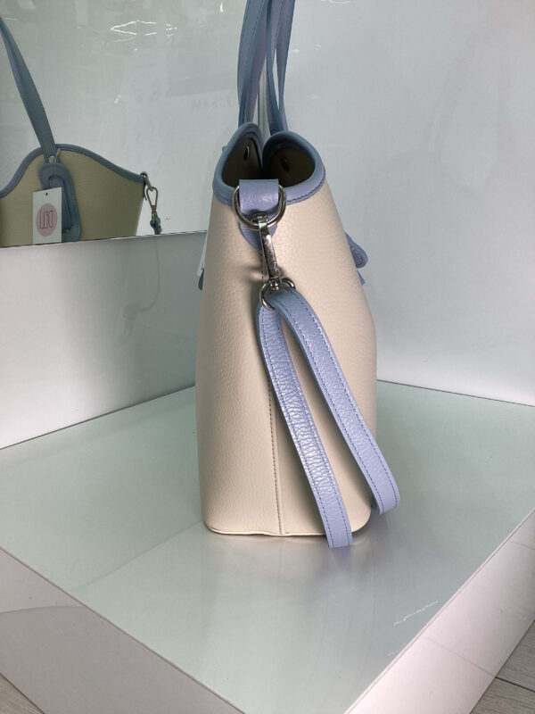 Borsa Cuore maxi panna e celeste - immagine 3