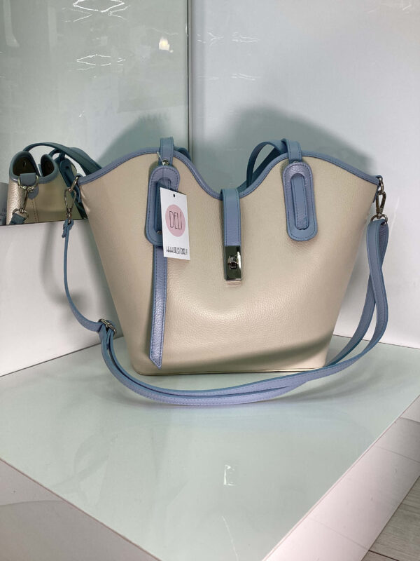 Borsa Cuore maxi panna e celeste - immagine 2