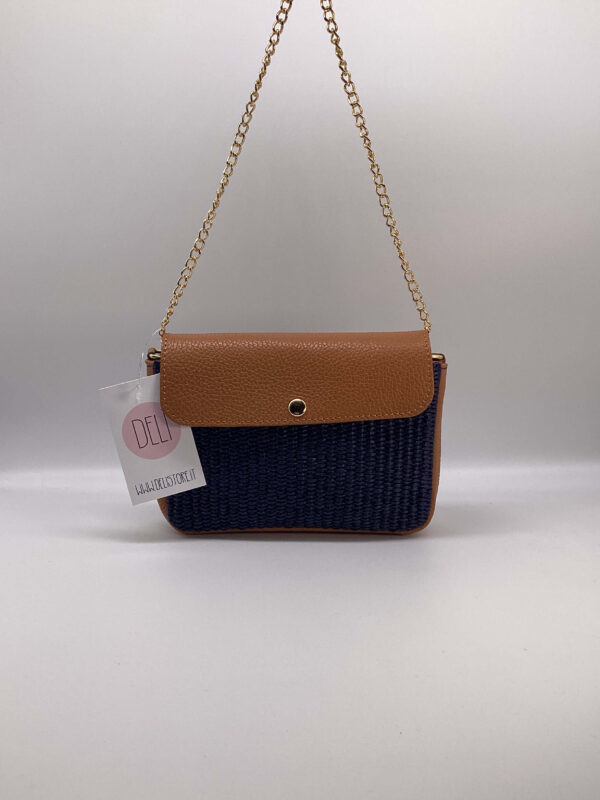 Mini bag Portofino cuoio e blu