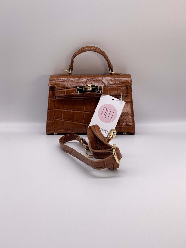 Borsa Calista Mini croco emboss nocciola - immagine 2