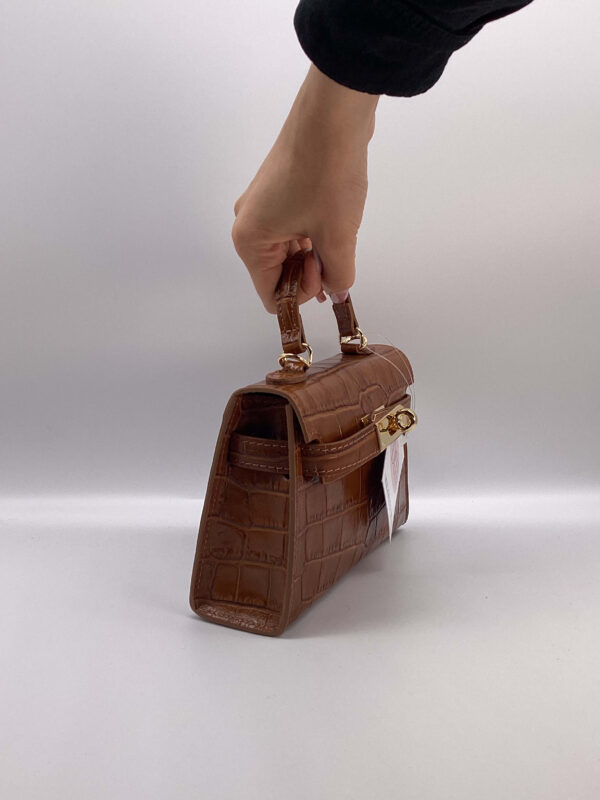 Borsa Calista Mini croco emboss nocciola - immagine 3