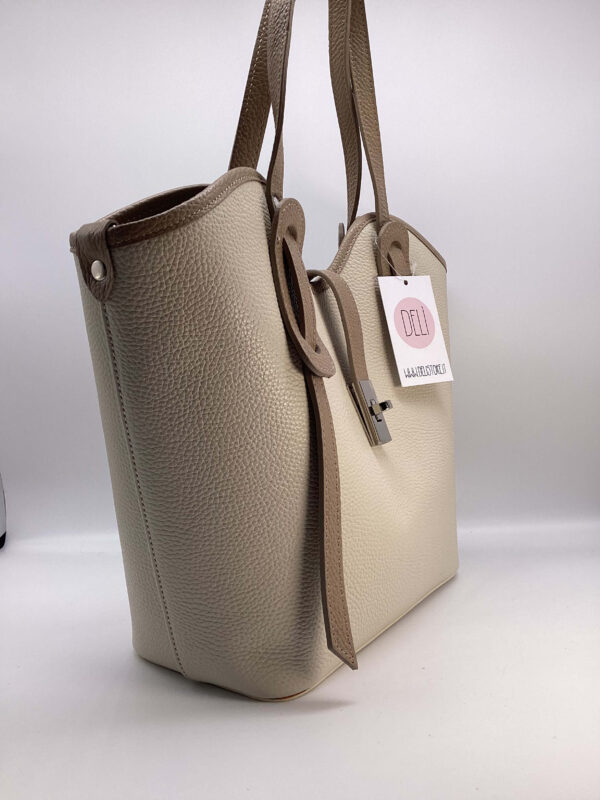 Borsa Cuore maxi panna e beige - immagine 4