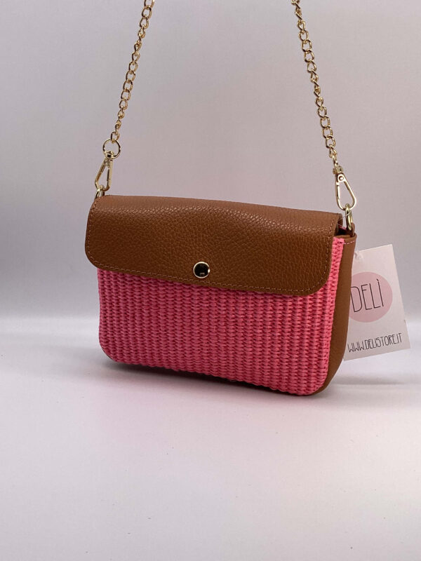 Mini bag Portofino cuoio e rosa - immagine 2