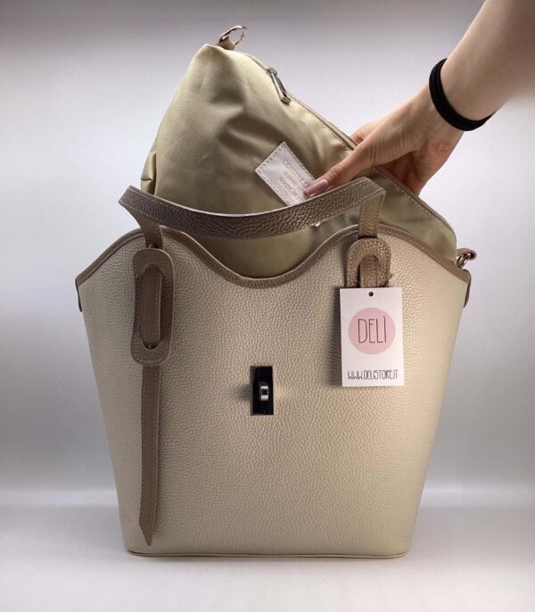 Borsa Cuore maxi panna e beige - immagine 5