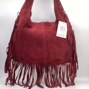 Borsa Paris Frange Camoscio bordeaux