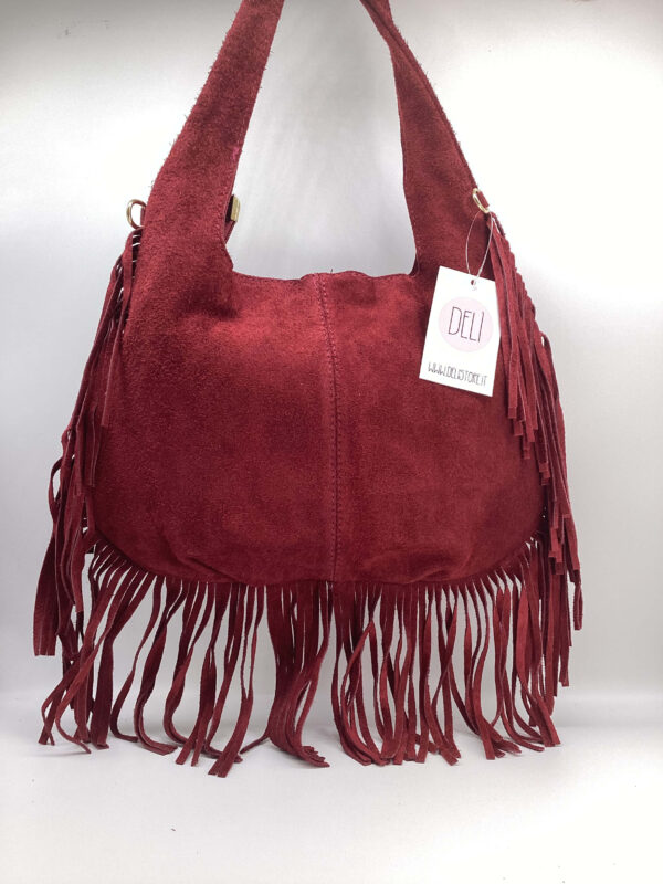 Borsa Paris Frange Camoscio bordeaux