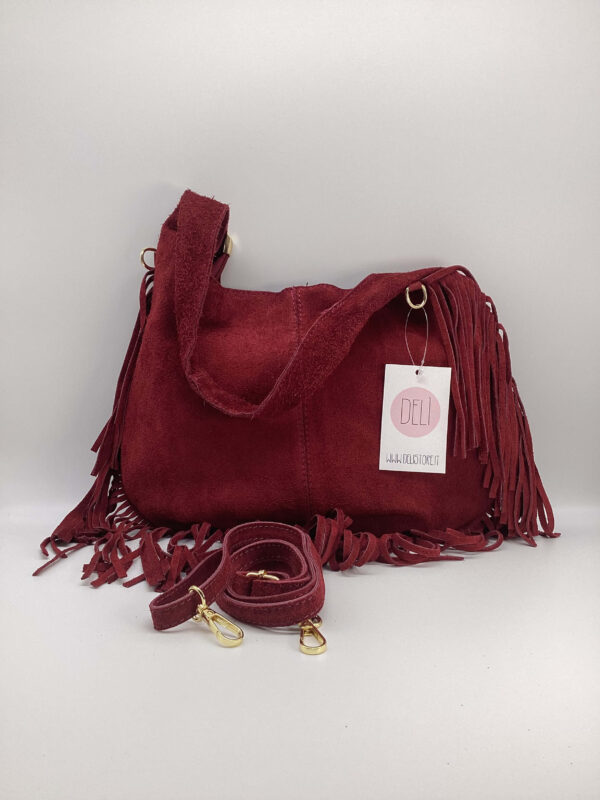 Borsa Paris Frange Camoscio bordeaux - immagine 2
