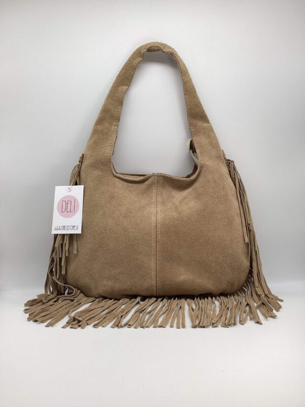 Borsa Paris Frange Camoscio beige - immagine 3