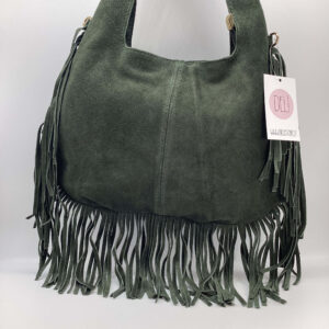 Borsa Paris Frange Camoscio verde scuro