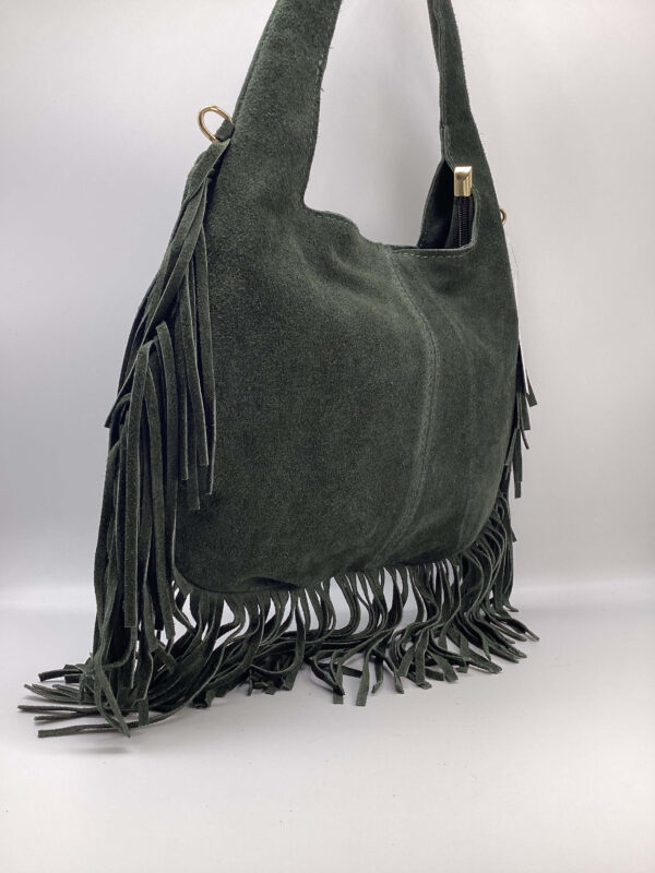 Borsa Paris Frange Camoscio verde scuro - immagine 4