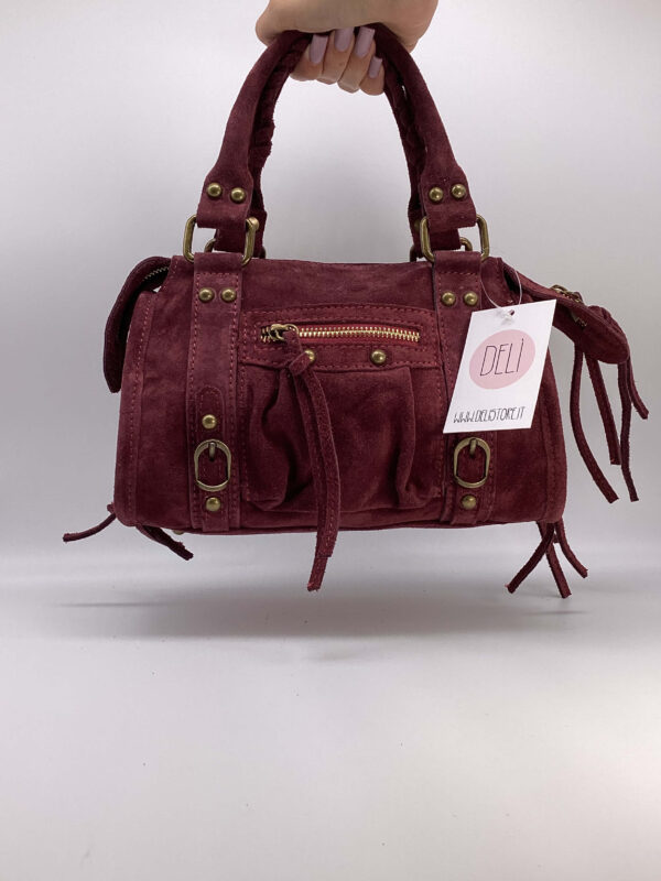 Parisienne mini camoscio bordeaux - immagine 3