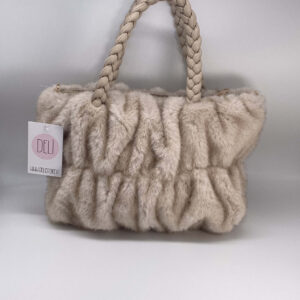 Borsa Peluche Plissè greige caldo