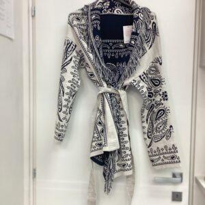 Cardigan Jacquard bianco e blu