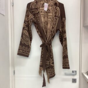 Cardigan Jacquard marrone e beige
